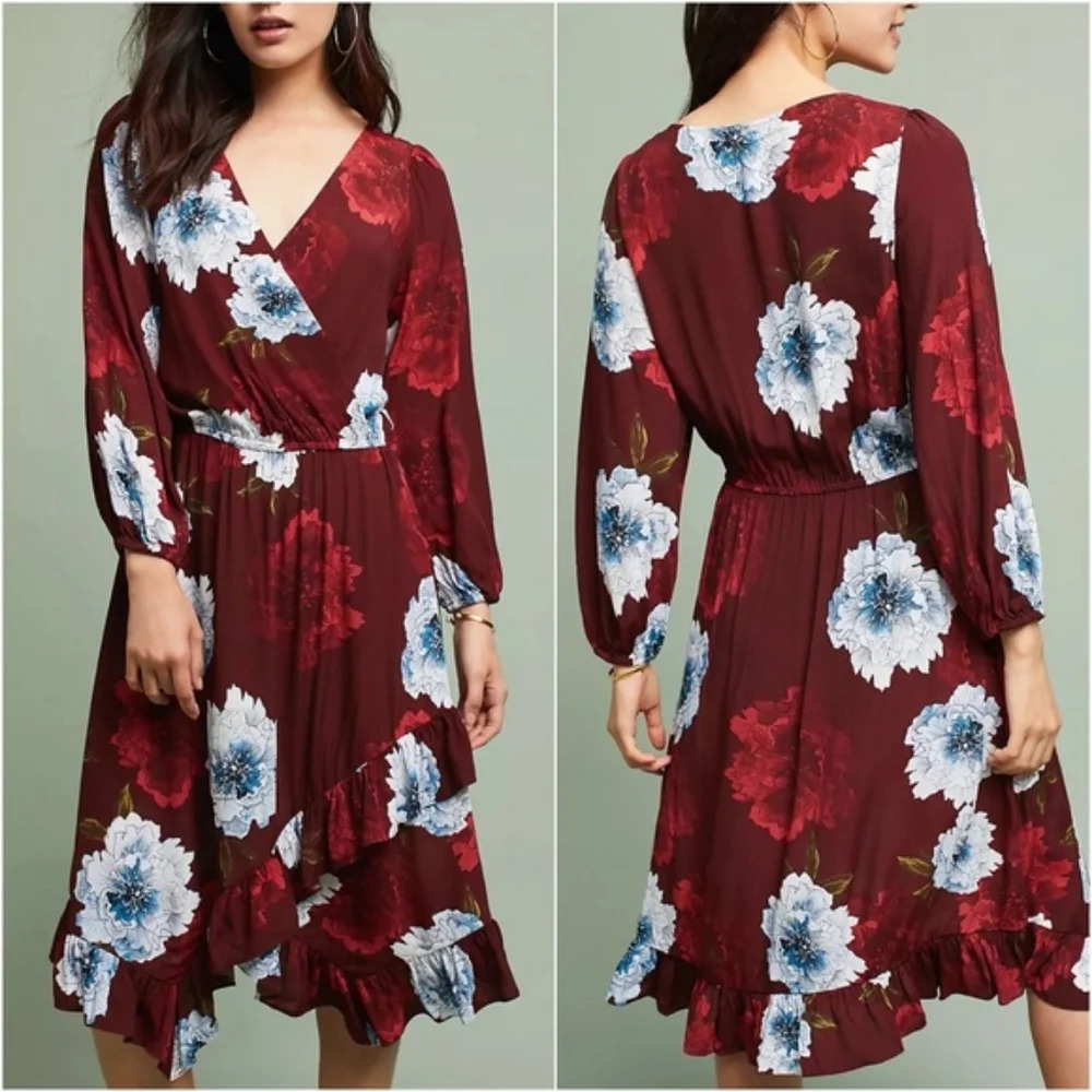 Anthropologie Plenty by Tracy Reese Aleah faux wrap dress‎ Asymmetric hem